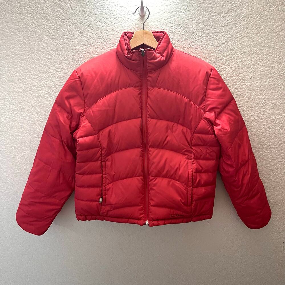 L.L.Bean Womens Reversible Down Puffer Jacket Pink/Red Goose Down M Gorpcore - Picture 5 of 10